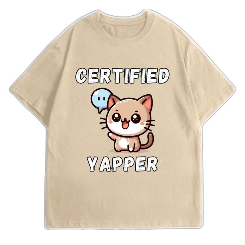 "Certified Yapper" Funny Meme Cat Tee - Unisex Graphic Tshirt Hoodie, Sweatshirt | HypeCrazeTee.com