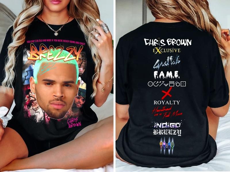 Ch.Ris Br.Own 11:11 Tour 2024 T Shirt, Breezy Double Sided Graphic Tee Shirt, Ch.Ris Br.Own Homage 90s Tee, Cb Concert...
