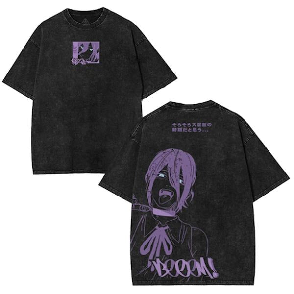 Chainsaw Man Denji Purple Reze Bomb Devil Arc V9 Anime Manga 2 Sided Washed T-Shirt Cotton Unisex Menswear 90s Graphic...