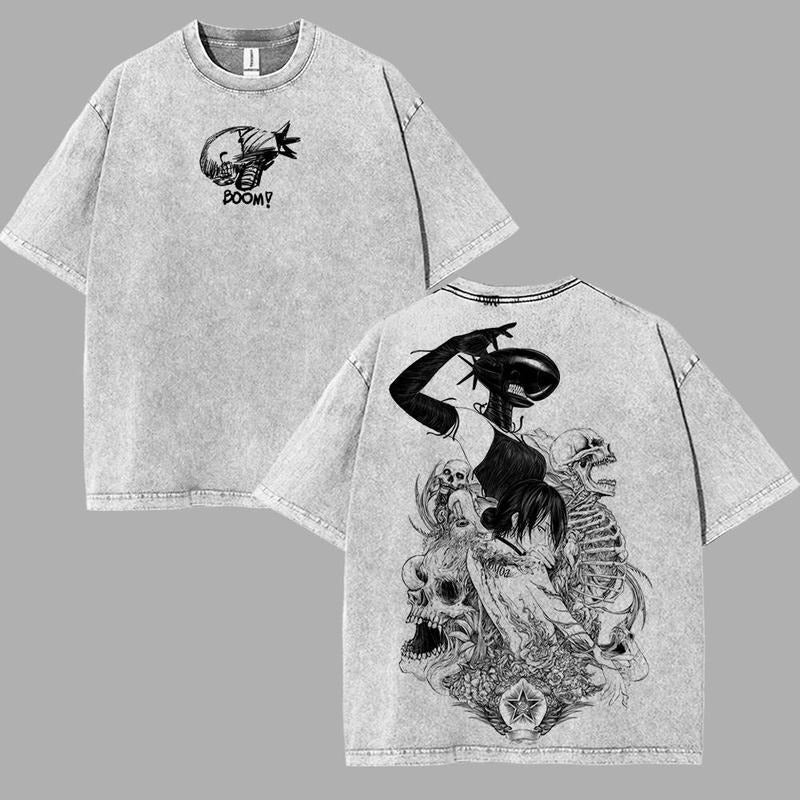 Chainsaw Man Denji pochita Reze  bomb devil arc v7 Anime Manga 2 sided Washed T-shirt Cotton Unisex Clothes Soft graphic...