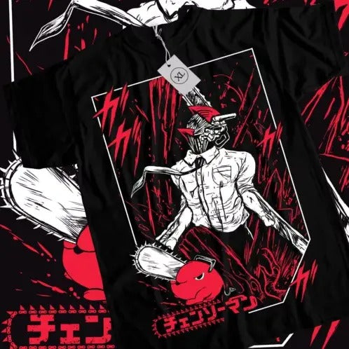 Chainsaw Man T-Shirt Chainsaw Man Anime CSM Denji Power Black Shirt All Size Hoodie, Sweatshirt | HypeCrazeTee.com