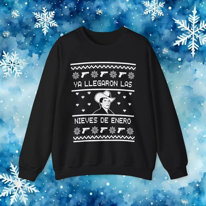Chalino Ya Llegaron Las Nieves de Enero Ugly Christmas Sweater Sweatshirts sweater couple T-Shirts, Hoodie | HypeCrazeTee.com