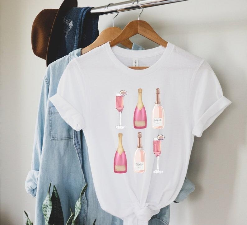 Champagne Shirt For Champagne Lover, Bridal Shower Gift, Bridesmaids Gift For Bride Vacation Bachelorette T-Shirt Wedding...