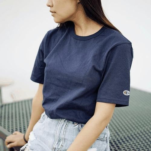 Champion Logo Crewneck Life Short Sleeve T-shirt - Dark Blue Hoodie, Sweatshirt | HypeCrazeTee.com