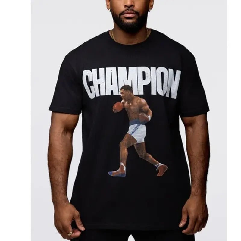Champion Mike Tyson Graphic Tee Tops Underwear Crewneck Menswear T Shirt Hoodie, Sweatshirt | HypeCrazeTee.com