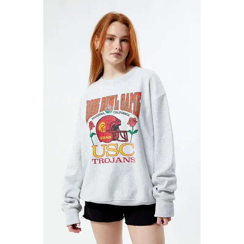 Champion Women's x Rose Bowl USC Champion Crew Neck Sweatshirt T-Shirts, Hoodie | HypeCrazeTee.com