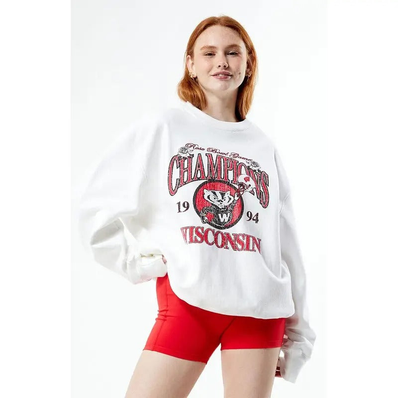 Champion Women's x Rose Bowl Wisconsin Champion Crew Neck Sweatshirt T-Shirts, Hoodie | HypeCrazeTee.com