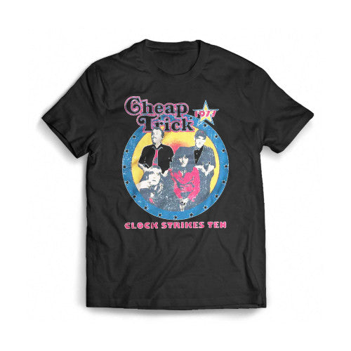 Cheap Trick Tour 1977 Clock Strikes Ten Mens T-Shirt Tee