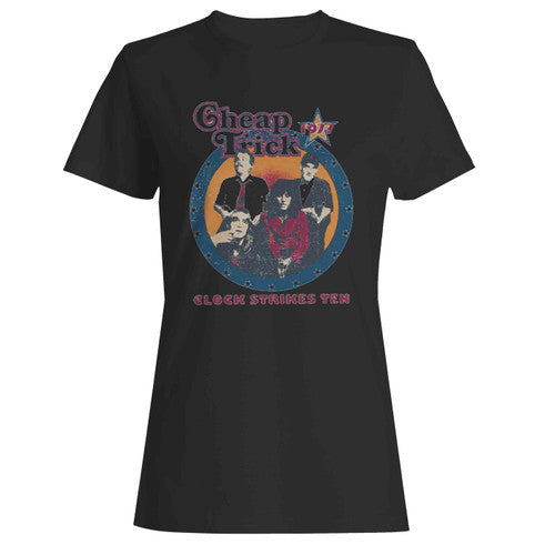 Cheap Trick Tour 1977 Clock Strikes Ten Women's T-Shirt Tee
