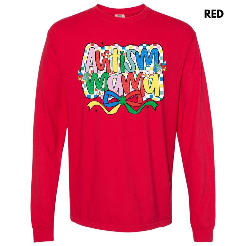 Checker Autism Mama Long Sleeve Comfort Colors T-Shirt 'NLB' Hoodie, Sweatshirt | HypeCrazeTee.com