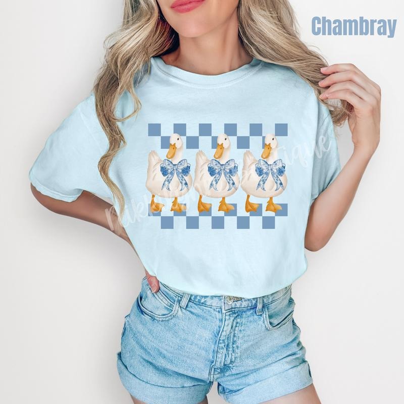 Checkered Coquette Goose Comfort Colors T-Shirt 'NLB' Hoodie, Sweatshirt | HypeCrazeTee.com