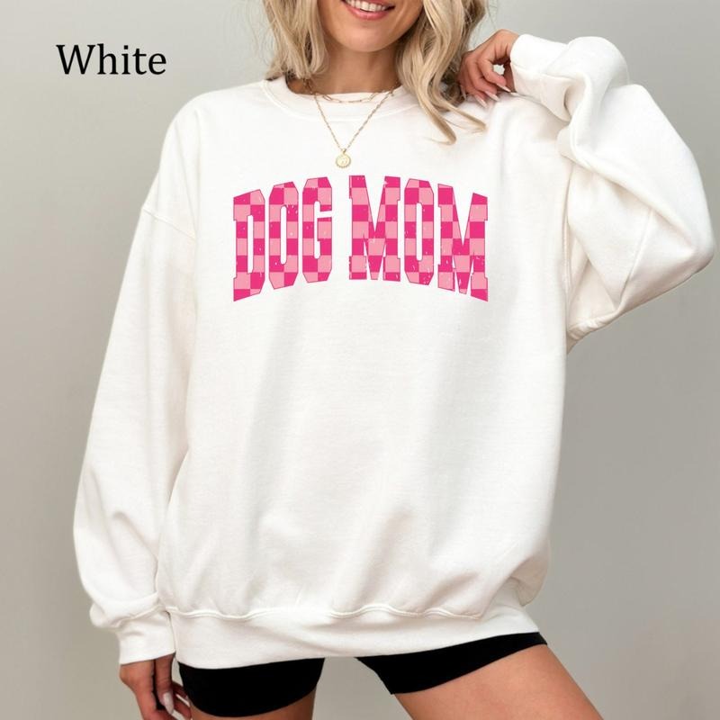 Checkered Dog Mom Sweatshirt, Cute Mother's Day Shirt, Gift for Dog Moms, Cozy Fleece Sweatshirt, Everyday Casual Comfort...