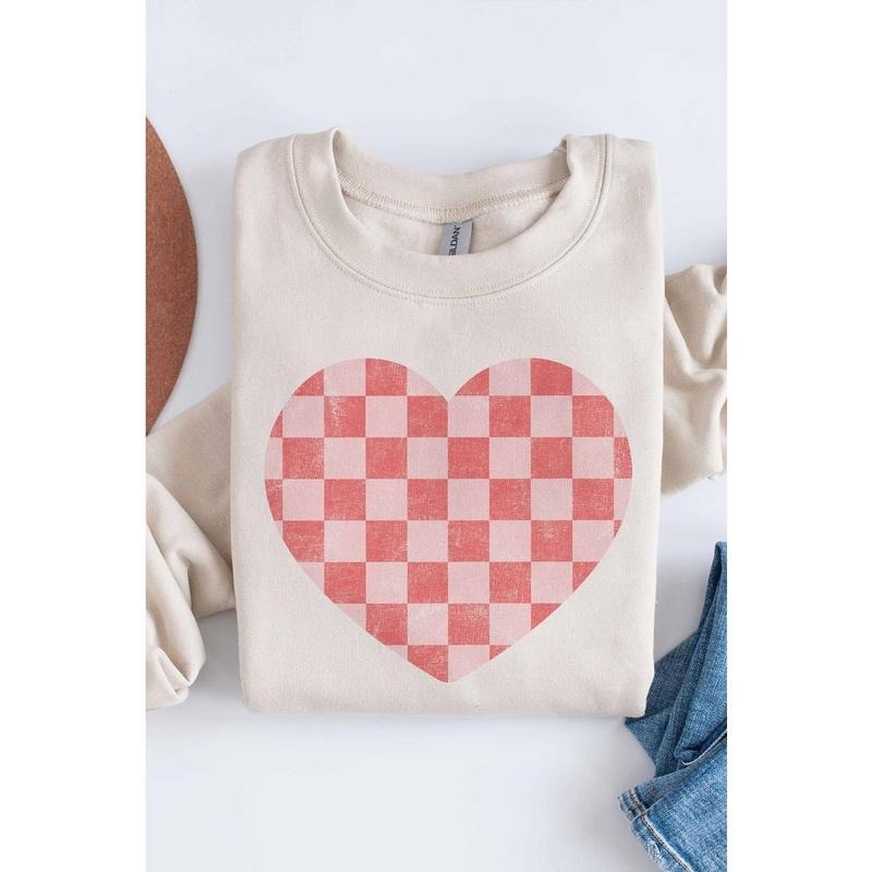 Checkered Heart Sweatshirt Womens Valentine Sweatshirt Women Valentines Day Shirt Valentine's Day Gifts  Hoodie and...