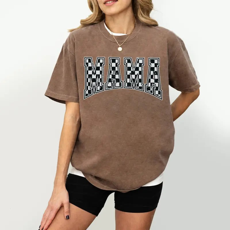 Checkered Mama Comfort Colors Shirt, Gift for Mom, Retro Mom Shirt, Mother's Day Gift, Vintage Checkered Shirt, Full...