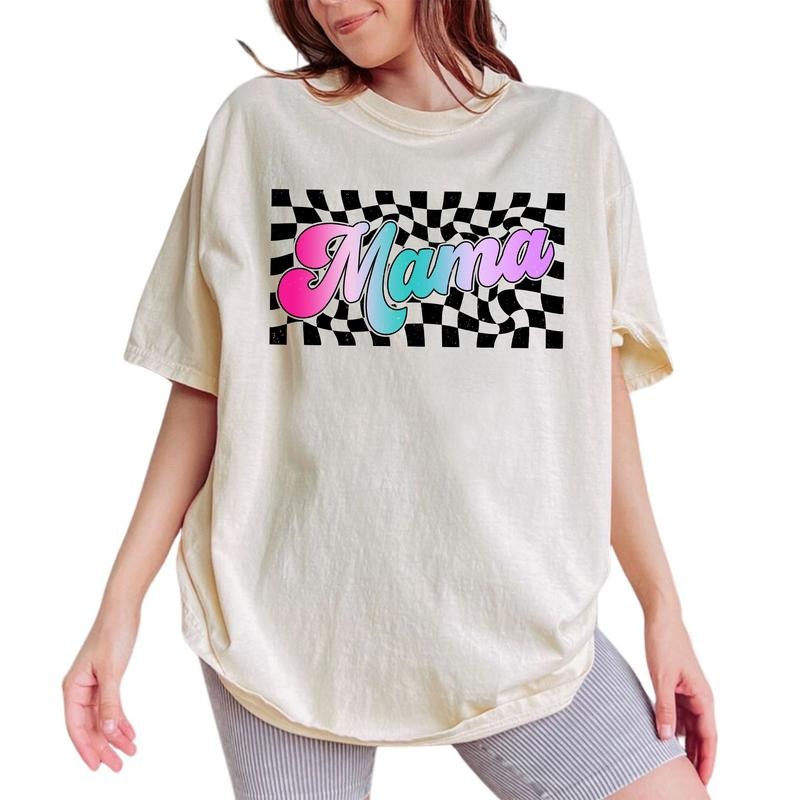 Checkered Mama Vintage Shirt, Retro Checkered Board Mama Tee, Cute Mom Graphic Tee Women, Mommy Shirts, Shirt For Mom,...