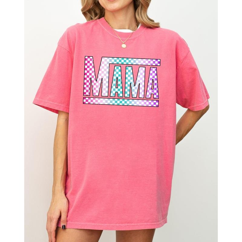 Checkered Mama, Colorful, Retro, Vintage, Mother Shirt, Women's Comfort Color Tee, Tshirt Hoodie, Sweatshirt