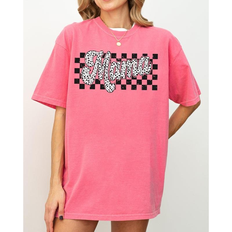 Checkered Mama, Dalmatian Dots, Polka Dots, Retro, Vintage, Mother Shirt, Women's Comfort Color Tee, Tshirt Hoodie,...