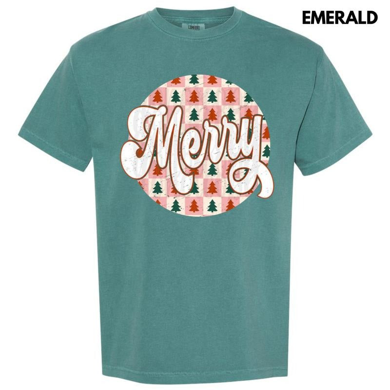 Checkered Merry Circle Comfort Colors T-Shirt Hoodie, Sweatshirt | HypeCrazeTee.com