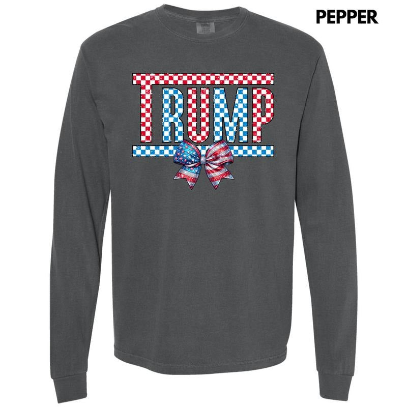 Checkered TRUMP Long Sleeve Comfort Colors T-Shirt 'NLB' Hoodie, Sweatshirt | HypeCrazeTee.com