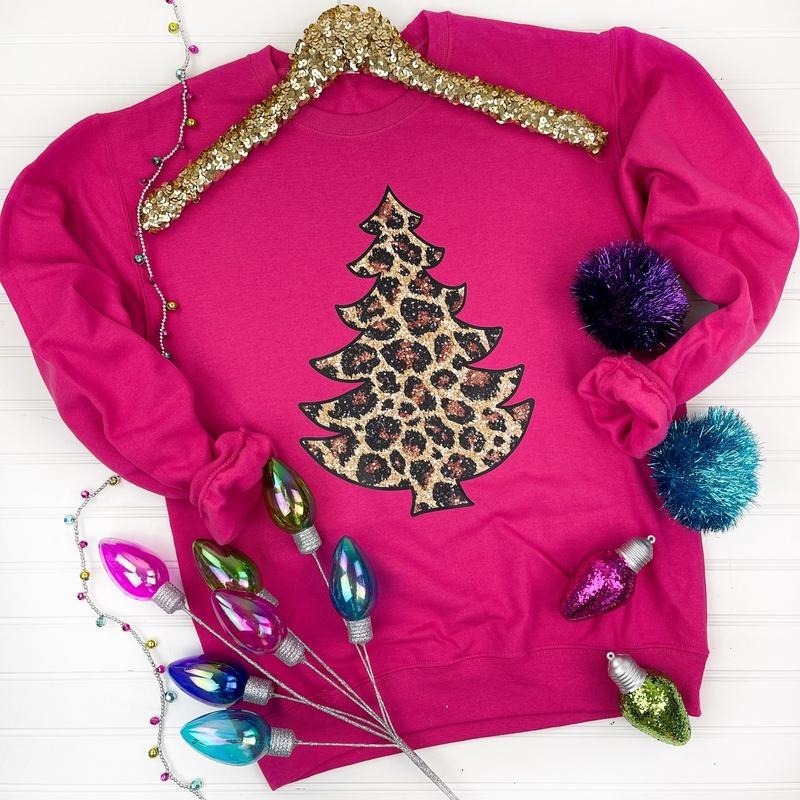 Cheetah Christmas Tree Sweatshirt *Final Sale* T-Shirts, Hoodie | HypeCrazeTee.com