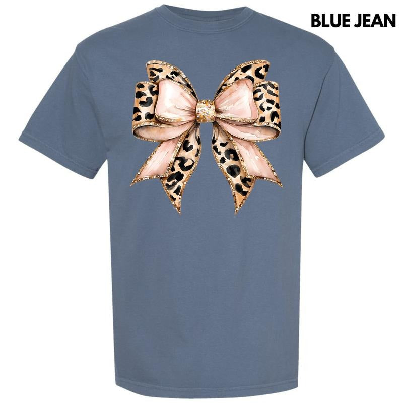 Cheetah Faux Glitter Bow Comfort Colors T-Shirt 'NLB' Hoodie, Sweatshirt | HypeCrazeTee.com