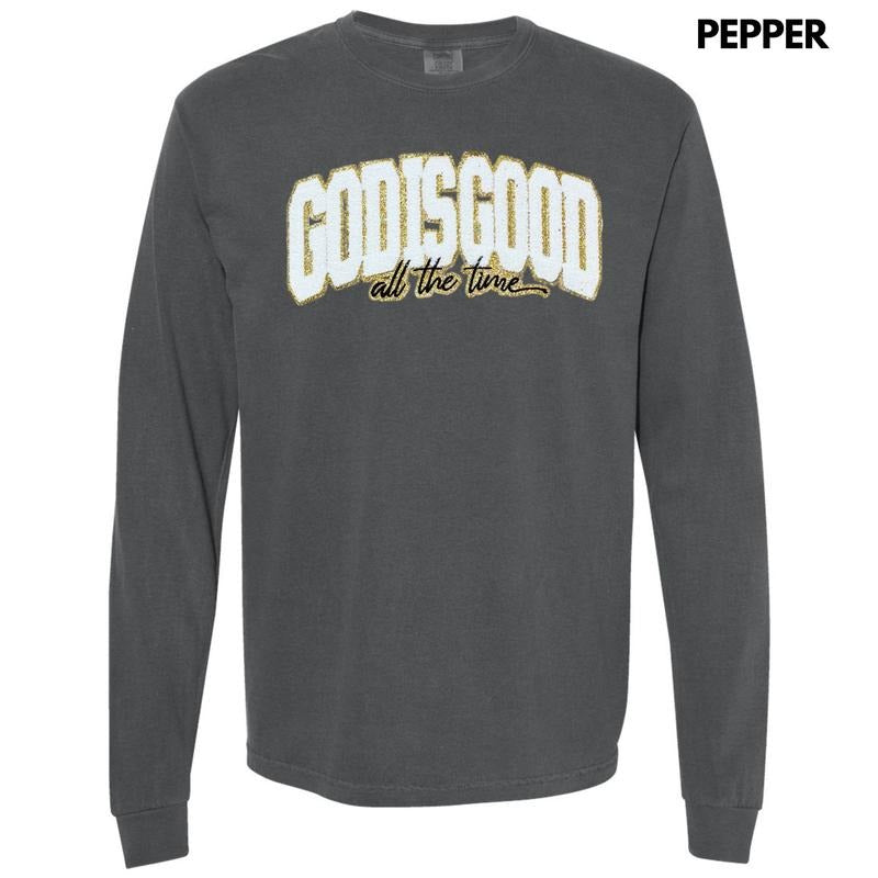 Chenille God Is Good Patch Long Sleeve Comfort Colors T-Shirt Hoodie, Sweatshirt | HypeCrazeTee.com