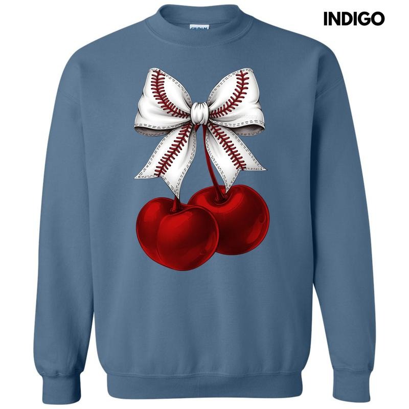 Cherries Baseball Bow Sweatshirt T-Shirts, Hoodie | HypeCrazeTee.com