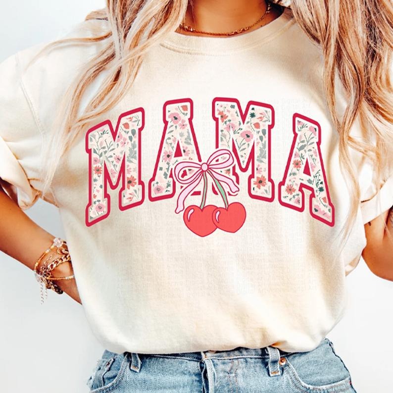 Cherry Bow Coquette Shirt, Mom Coquette Shirt, Soft Girl Aesthetic Shirt, Mother's Day Girly Hoodie, Sweatshirt