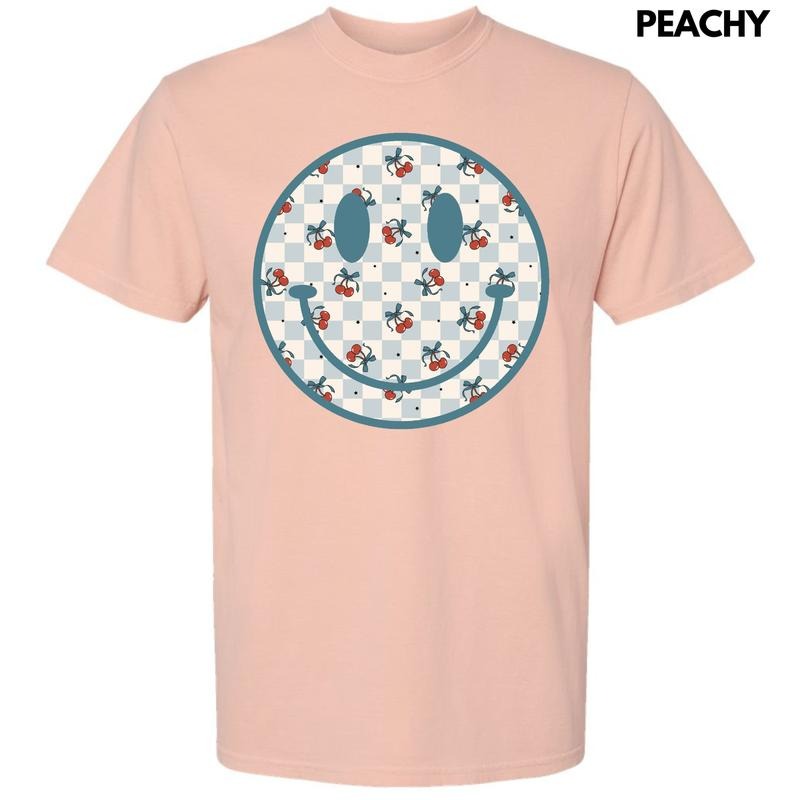Cherry Checkered Happy Face Comfort Colors T-Shirt 'NLB' Hoodie, Sweatshirt | HypeCrazeTee.com
