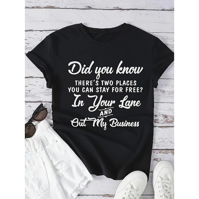 Chic Alphabet-Print Tee - Versatile, Easy-Care & Comfortable, Women'S Casual All-Season T-Shirt Fashionable Womens...