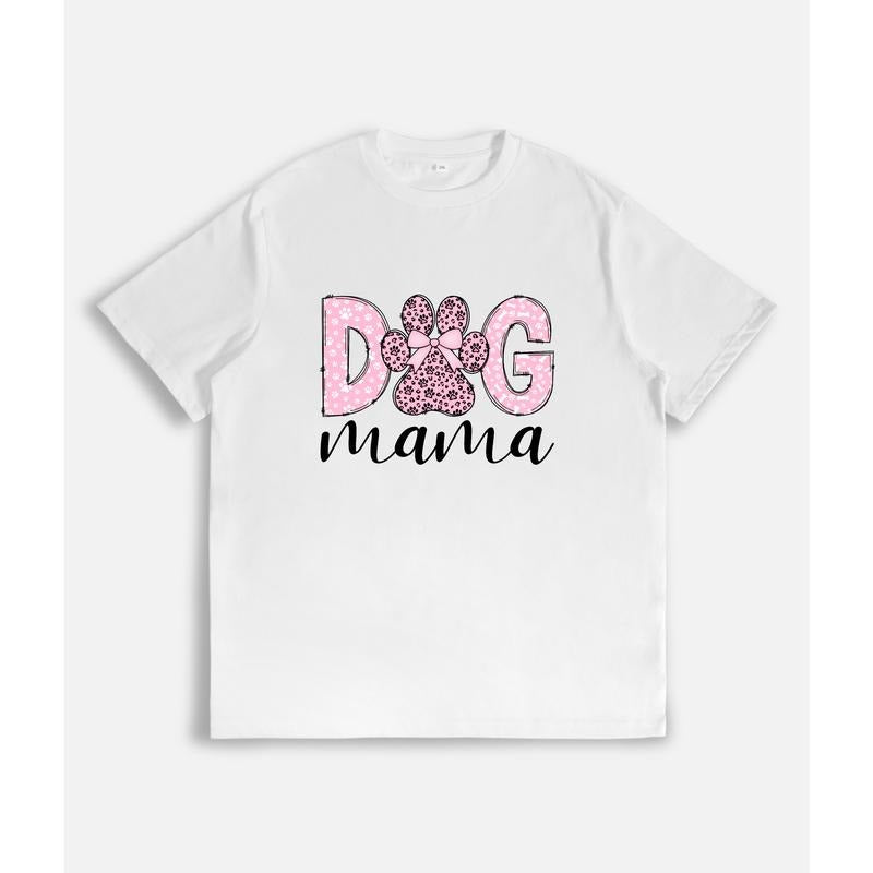 Chic and Playful T - Shirt: "Dog mama" Motif with Leopard