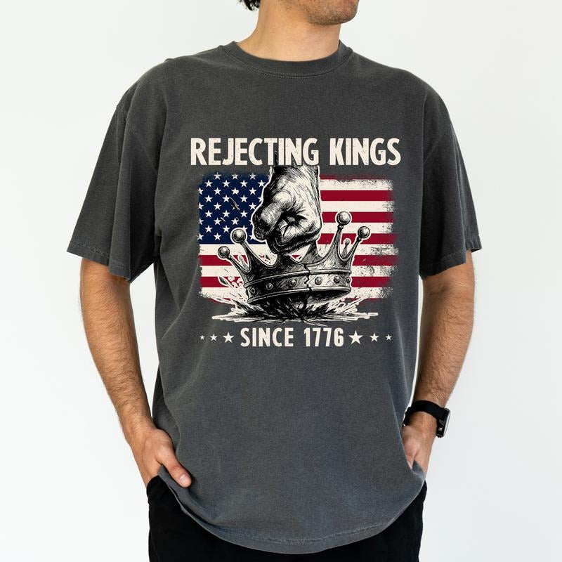 ChicCotton Rejecting Kings Since 1776 Comfort Colors Graphic Tee, No Kings In America T-shirt For Men, Anti MAGA Shirt,...