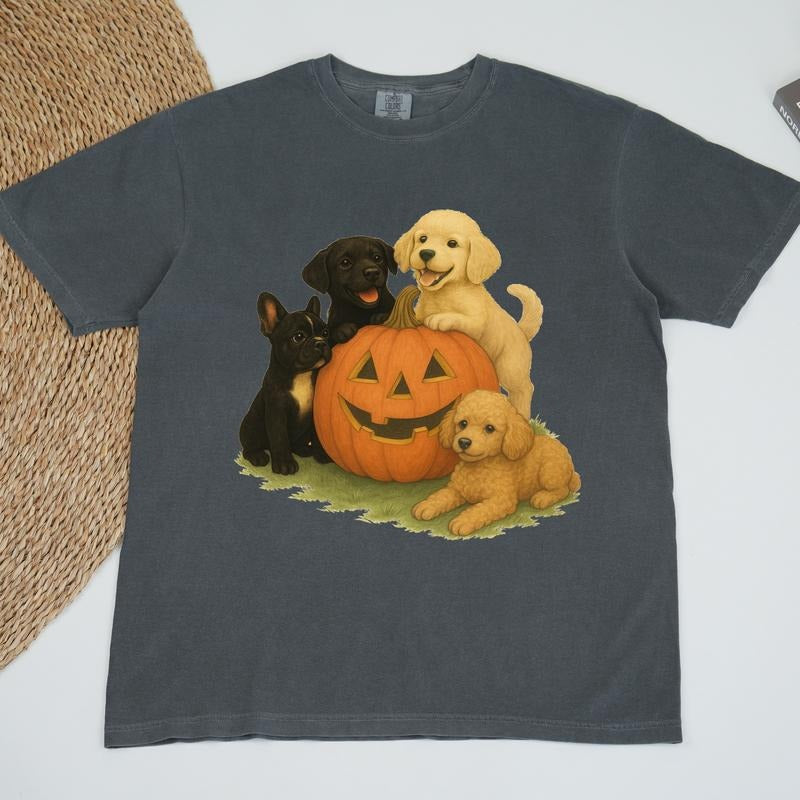 ChicCotton Vintage 90s Dogs Halloween Comfort Colors Shirt, Retro Pumpkin Dog T-shirt, Dog Mom Autumn Vibes Graphic Tee,...