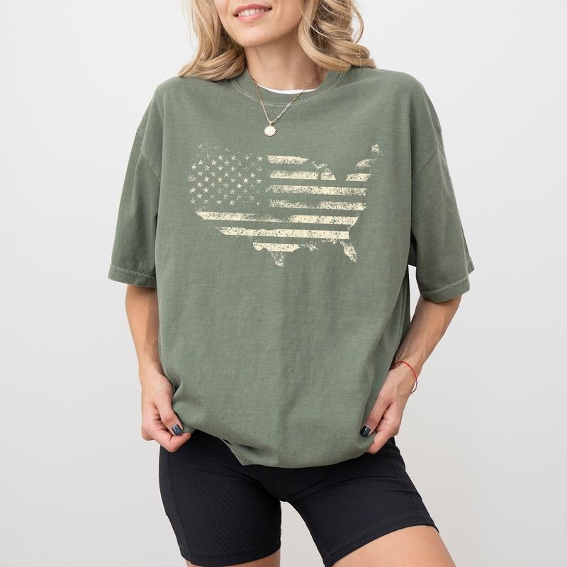 ChicCotton Vintage America Flag Comfort Colors Shirt, Vintage Patriot T-shirt, Retro America Pride Graphic Tee,...