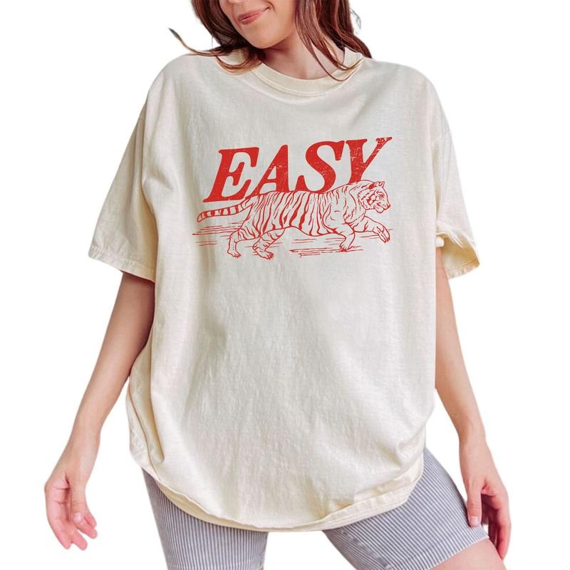 ChicCotton Vintage Easy Tiger Comfort Colors Shirt, Hippie Women T-shirt, Retro Funny Graphic Tee, Vintage Women...
