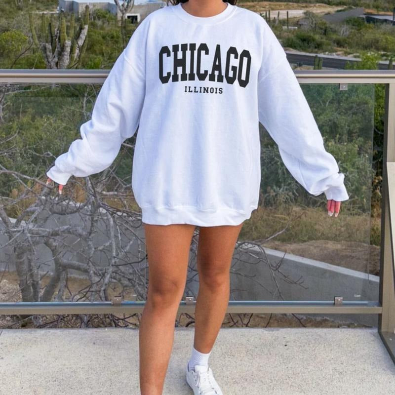 Chicago Sweatshirt, Trendy Preppy Sweatshirt For Women T-Shirts, Hoodie | HypeCrazeTee.com