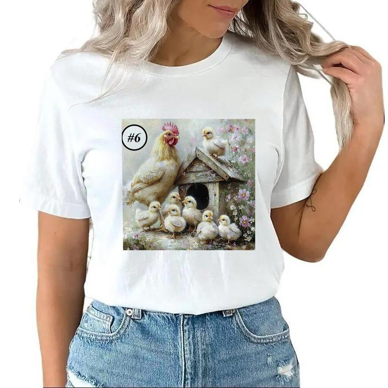 Chicken Farmhouse Hen Graphics Floral Hen Unisex T-shirt Sweatshirt Hoodie Design all #rt 1 Cotton Top | HypeCrazeTee.com