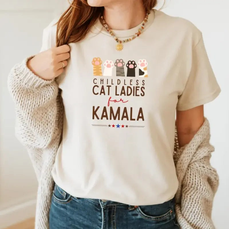 Childless Cat Ladies For Kamala Shirt - Kamala Rally T Shirt - Kamala Rally Tee Hoodie, Sweatshirt | HypeCrazeTee.com