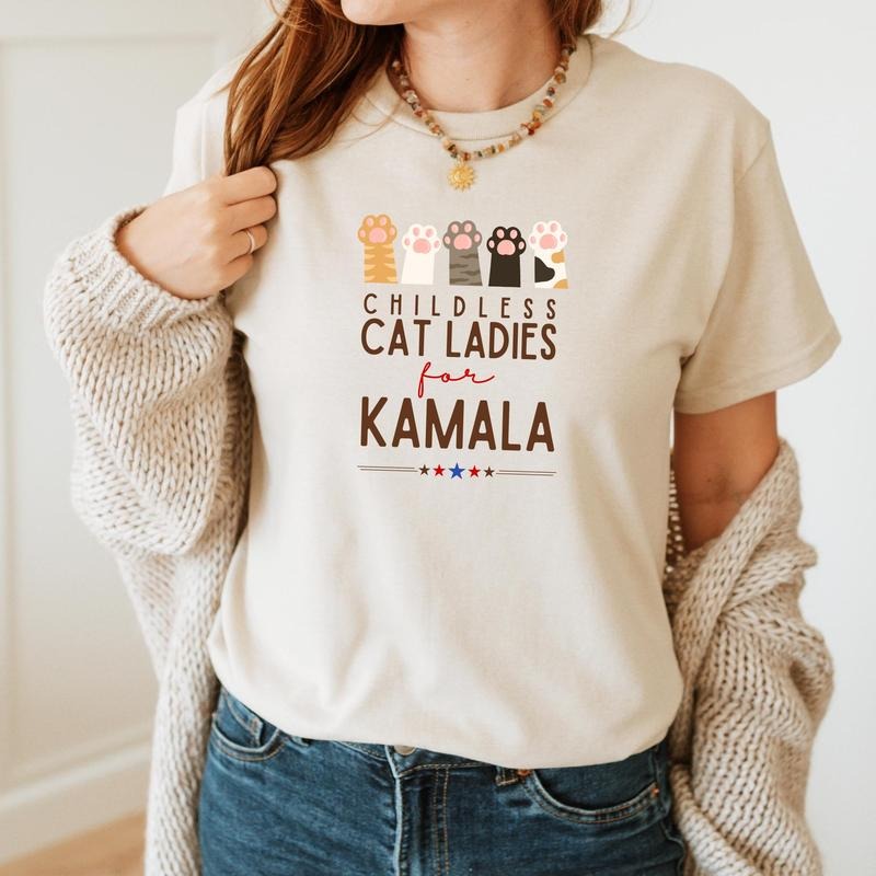 Childless Cat Ladies For Kamala Shirt, Kamala Harris 2024 President Shirt, Cat Mom Shirt, Kamala Rally T Shirt, Cat...