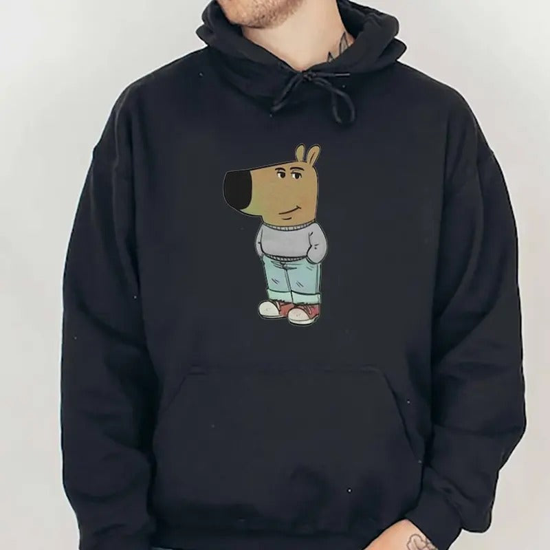Chill Guy Hoodie, Funny Dog Hoodie, Joke Meme Chill Vibes Shirt, Unisex Cotton Womenswear Menswear Tops Sweatshirt