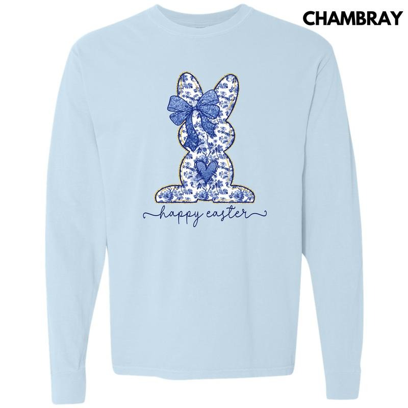 Chinoiserie Happy Easter Long Sleeve Comfort Colors T-Shirt 'NLB' Hoodie, Sweatshirt | HypeCrazeTee.com
