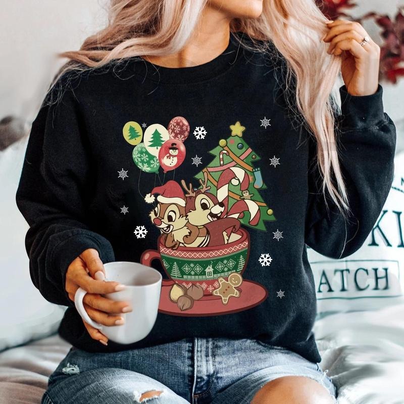 Chip And Dale Christmas Sweatshirt, Magic Kingdom Chip And Dale Sweatshirt, Magic Kingdom Very Merry Christmas Sweatshirt...