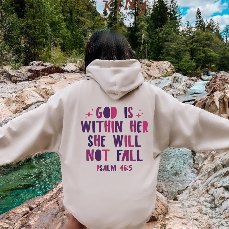 Christian Clothing Bible Verse Hoodie God Is Within Her Sweatshirt Women Christian Gift Religious Tshirtchristian Tshirt...
