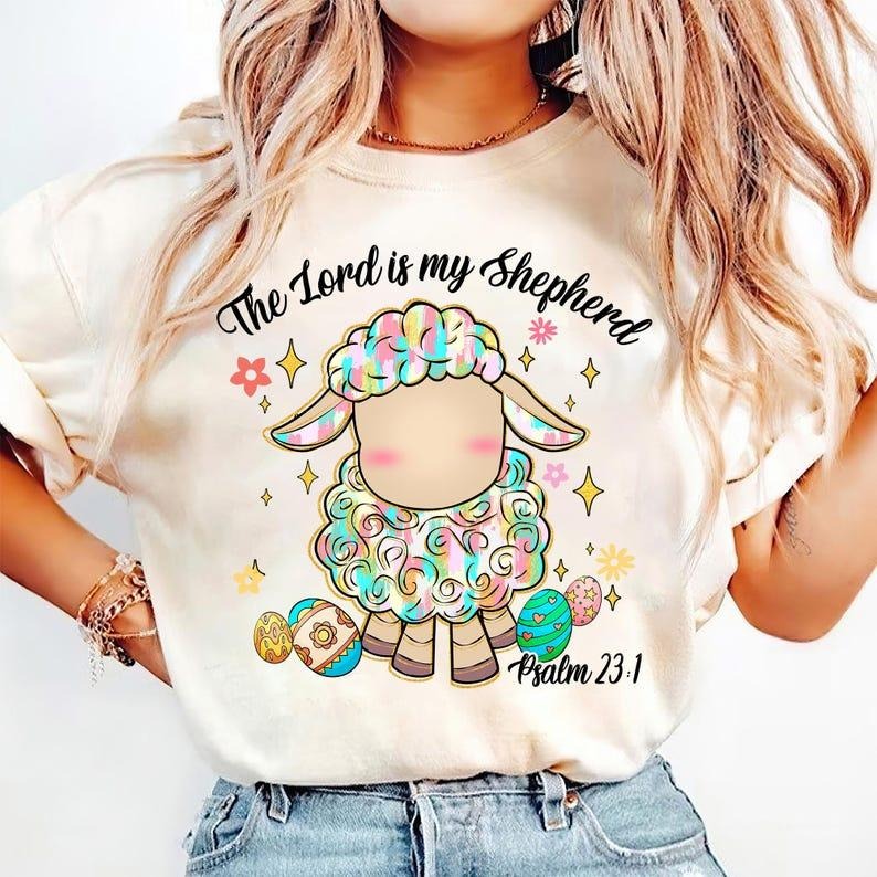 Christian Easter T-shirt, The Lord is my Shepherd, Lord's Prayer, Bible Verse, Easter Brushstroke Hoodie, Sweatshirt
