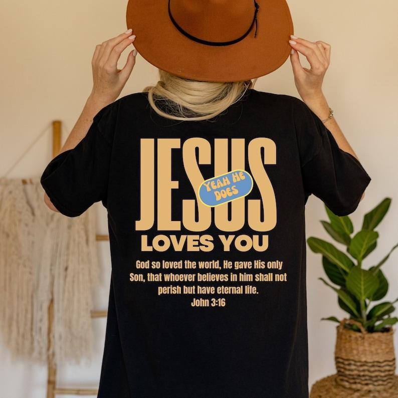 Christian Hoodie, Jesus loves you Tshirt, Christian Clothing, Bible Verse Sweatshirt, Christian Tshirt,Faith jumper,...