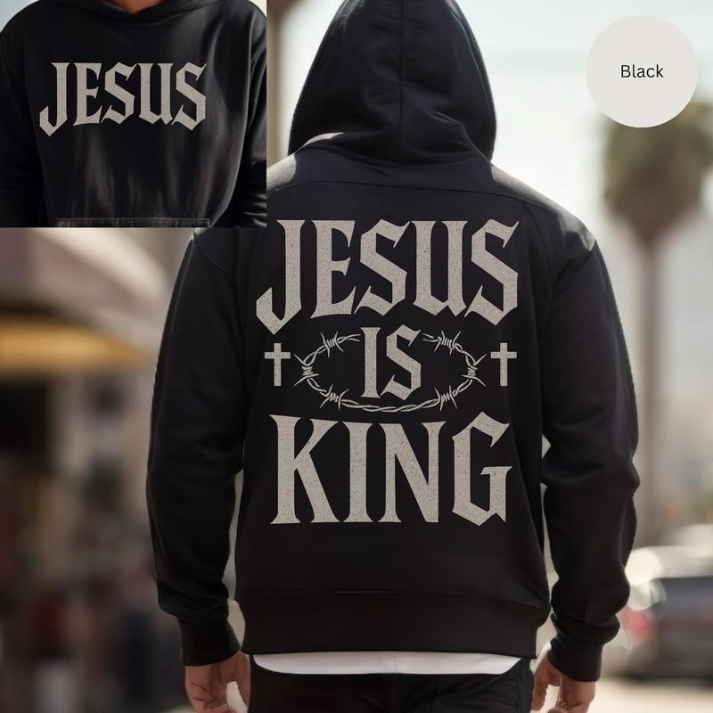 Christian Man Hoodie, Jesus Is King Unisex Heavy Blend Hooded Sweatshirt - Religious Sweatshirt, Faithful Man Hoodie,...