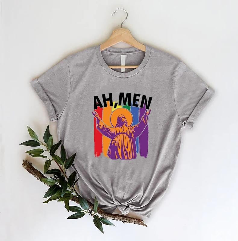 Christian Pride T Shirt Hoodie Sweater, Ah Men LGBT Christian Shirt, Christian LGBTq Tee, Pride Gift for Christian Men,...