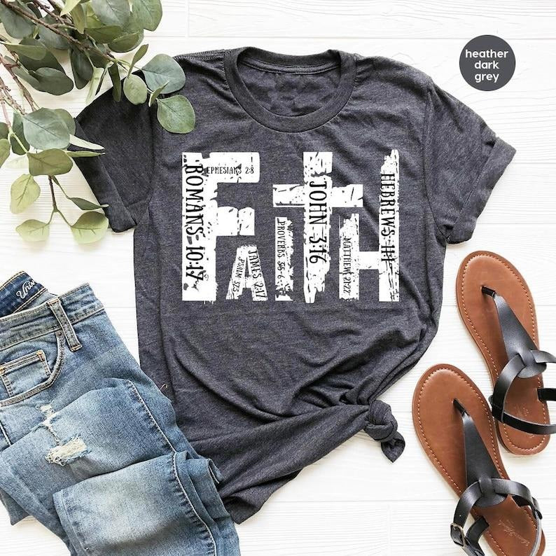 Christian Shirt, Bible Verse T-Shirt, Religious Outfit, Retro Faith T Shirt, Christian Cross Graphic  T-shirt, sweater...