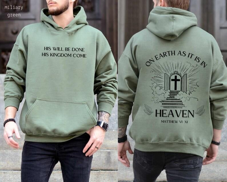 Christian Sweatshirt Bible Verse Hoodie Church Hoodie Godly Sweater Christian Hoodie Matthew 6 Kingdom Come Godly Gift...
