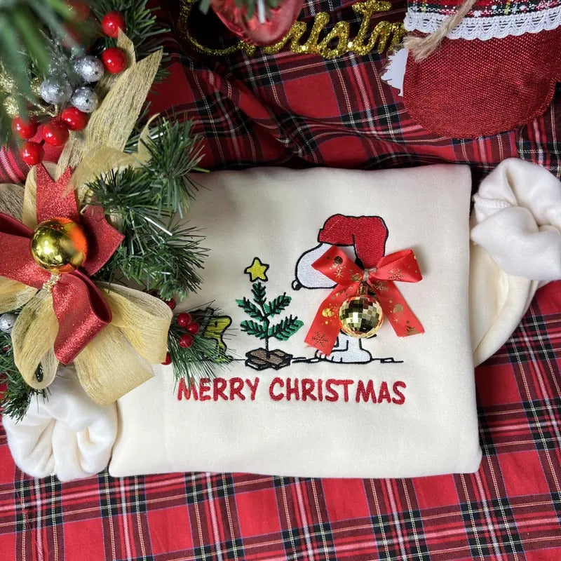 Christmas  Embroidered Sweatshirt, Christmas Cute Christmas Dog Lover Embroidered Shirt, Christmas Gifts Hoodie